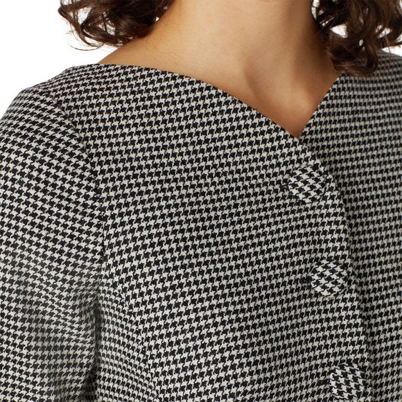 L.K. Bennett Nina Houndstooth Heart Midi Dress Size 14 Two Tone Black White - Picture 3 of 11